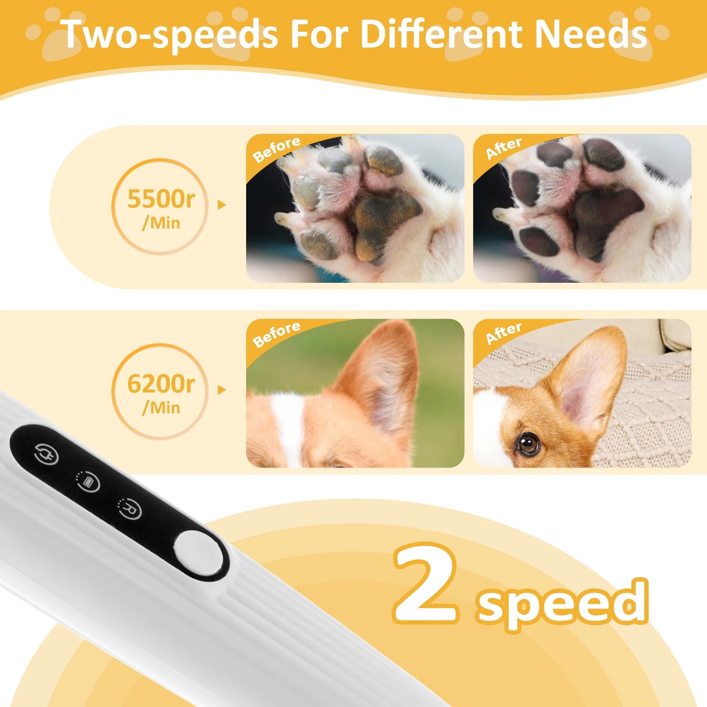Cordless LED Pet Paw Trimmer – Quiet, Waterproof Dog & Cat Grooming Clipper