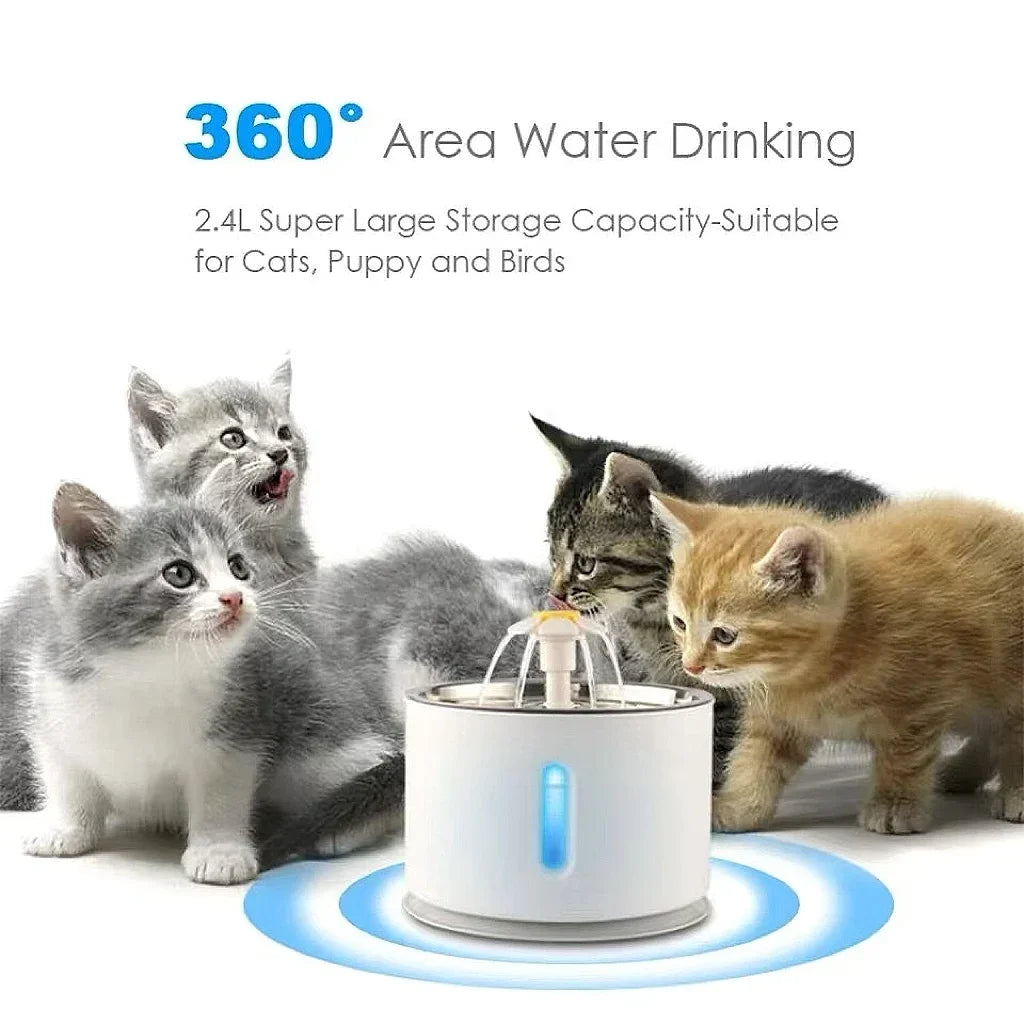 🐾OneCart™ 3.2L Stainless Steel Cat Water Fountain – Ultra-Silent Smart Pet Drinking Dispenser with LED Visual Window & Multi-Stage Filter