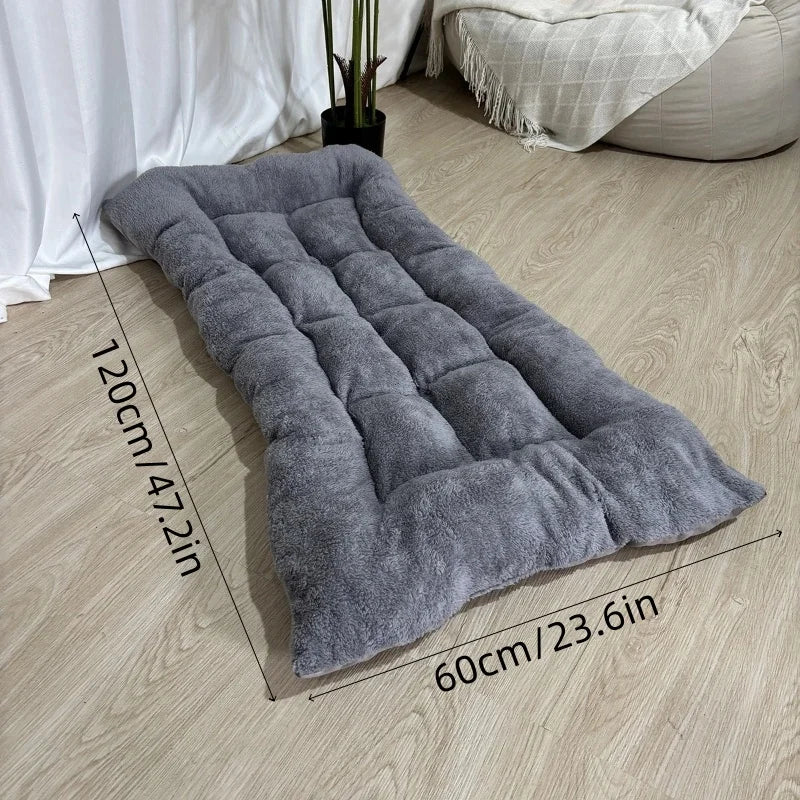Extra Large Plush Dog Bed Sofa Super Soft Thickened Polyester Pet Mat Crate Bed for Small Medium Large Dogs Grey Solid 120x60cm