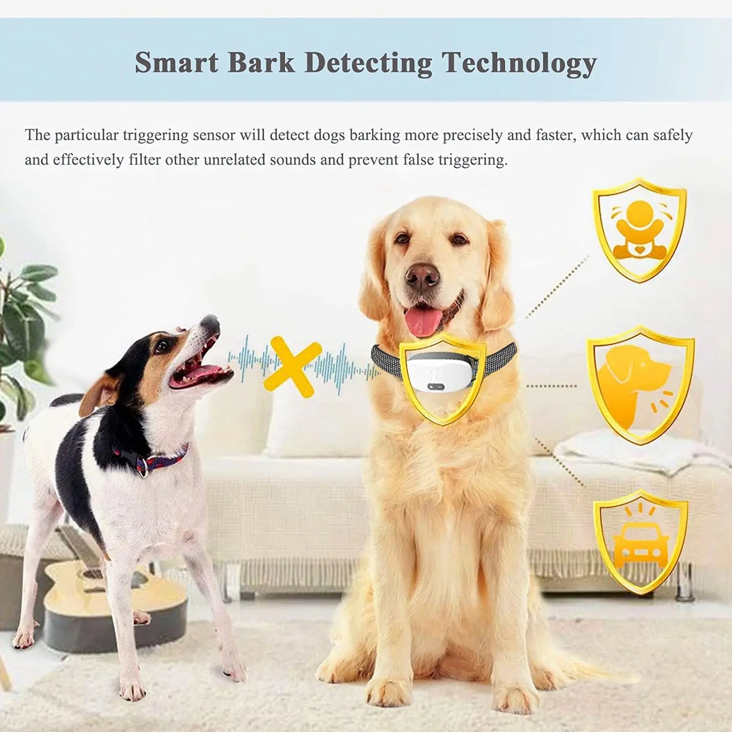 Anti bark dog collar Electric shock Vibration sound with LED