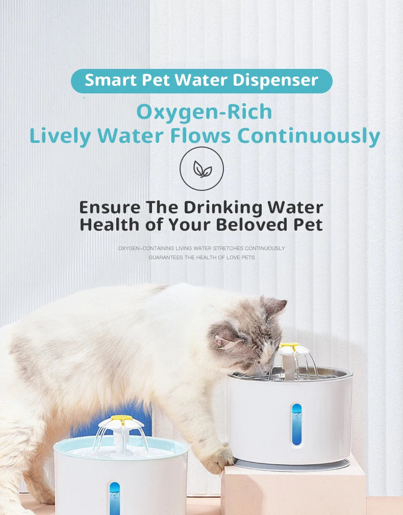 🐾OneCart™ 3.2L Stainless Steel Cat Water Fountain – Ultra-Silent Smart Pet Drinking Dispenser with LED Visual Window & Multi-Stage Filter