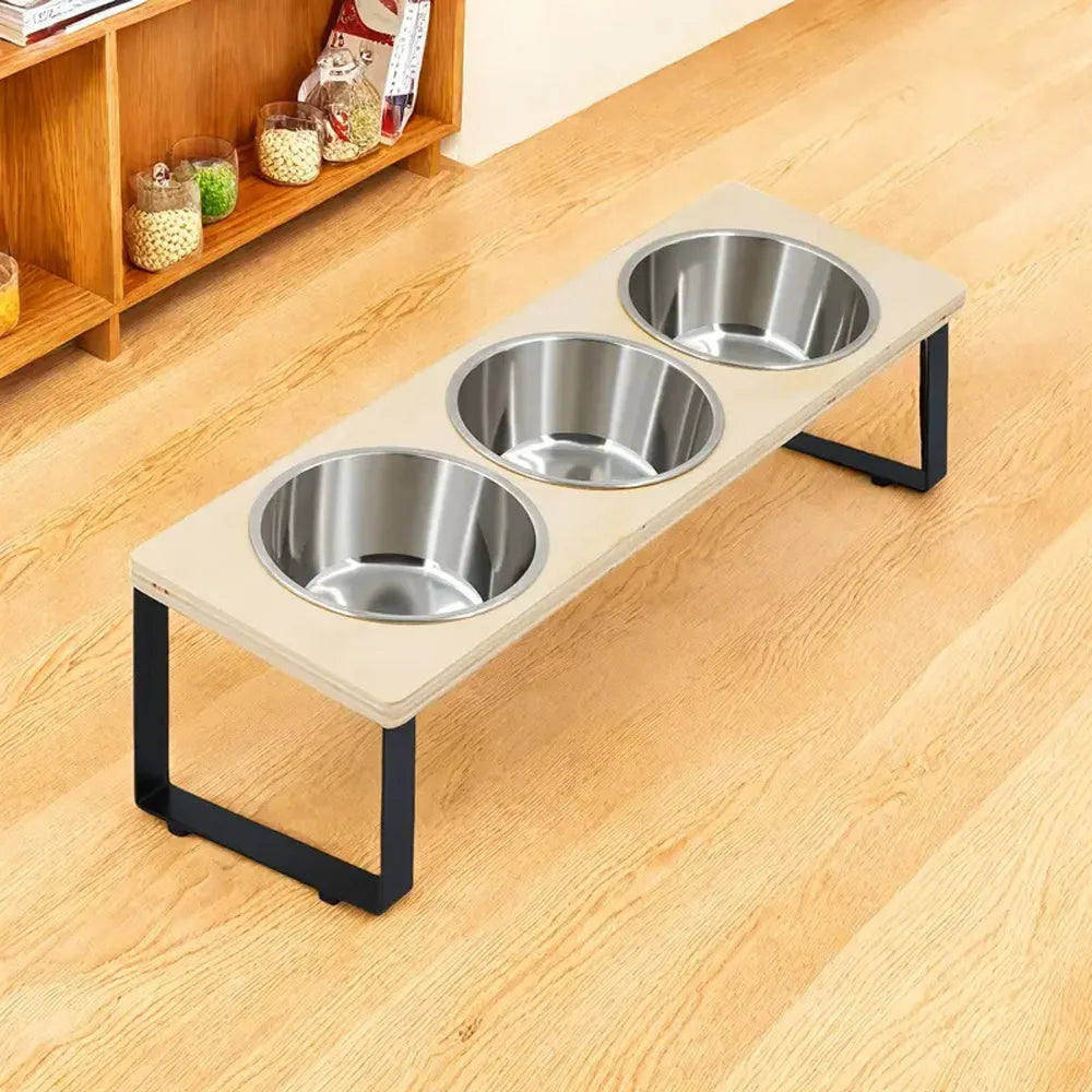 Elevated Cat Bowls – 3 Stainless Steel Dishes with 15° Tilt, Anti‑Vomiting Raised Feeder for Cats & Small Pets