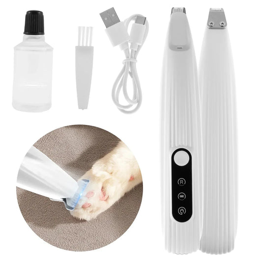 Cordless LED Pet Paw Trimmer – Quiet, Waterproof Dog & Cat Grooming Clipper