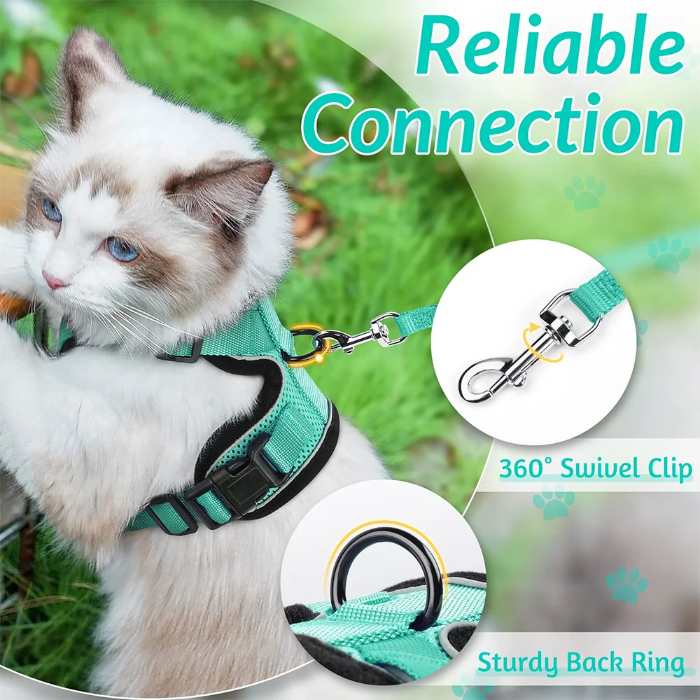 Adjustable Reflective Cat Harness & Leash Set – Escape‑Proof Mesh Vest for Cats & Small Dogs