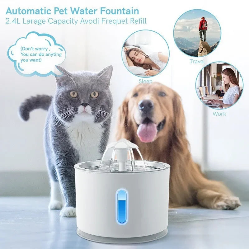 🐾OneCart™ 3.2L Stainless Steel Cat Water Fountain – Ultra-Silent Smart Pet Drinking Dispenser with LED Visual Window & Multi-Stage Filter