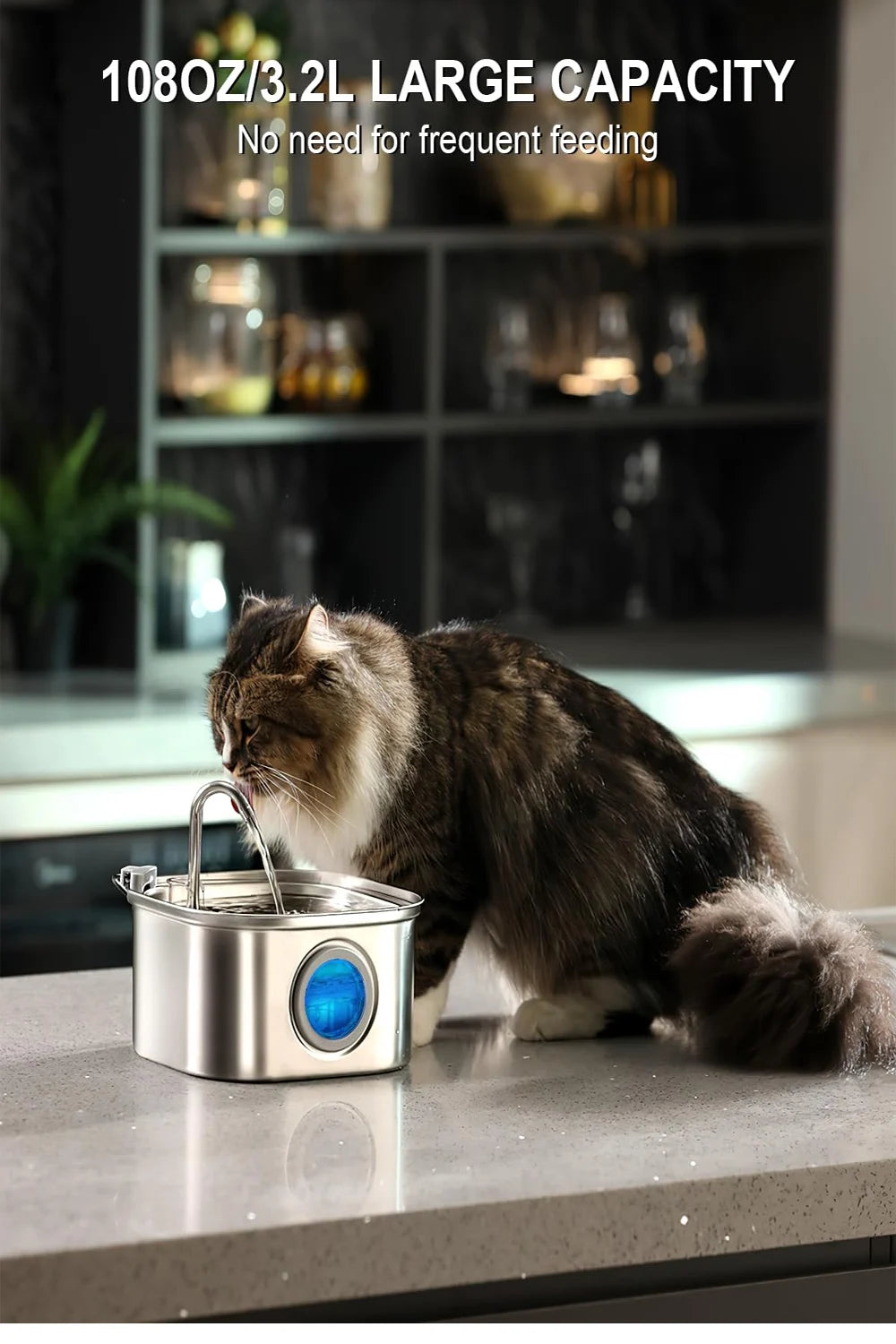 OneCart™ PureFlow 3.2L Stainless Steel Cat & Dog Water Fountain