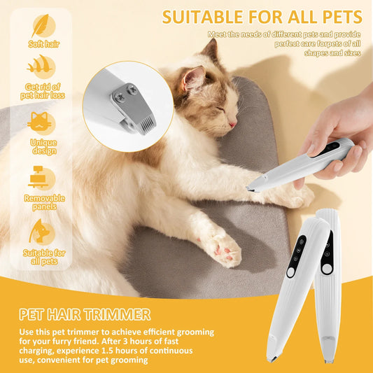 Cordless LED Pet Paw Trimmer – Quiet, Waterproof Dog & Cat Grooming Clipper