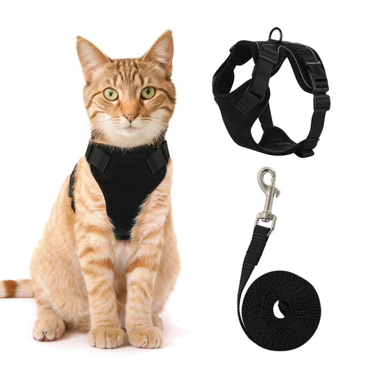 Adjustable Reflective Cat Harness & Leash Set – Escape‑Proof Mesh Vest for Cats & Small Dogs