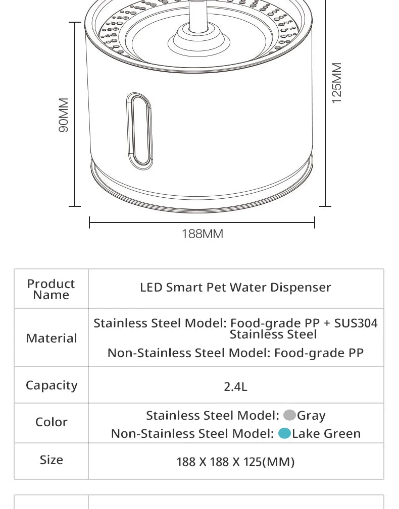 🐾OneCart™ 3.2L Stainless Steel Cat Water Fountain – Ultra-Silent Smart Pet Drinking Dispenser with LED Visual Window & Multi-Stage Filter