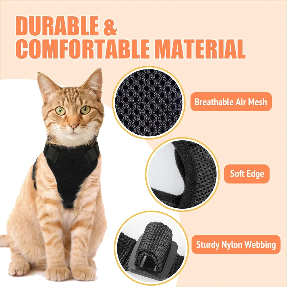 Adjustable Reflective Cat Harness & Leash Set – Escape‑Proof Mesh Vest for Cats & Small Dogs