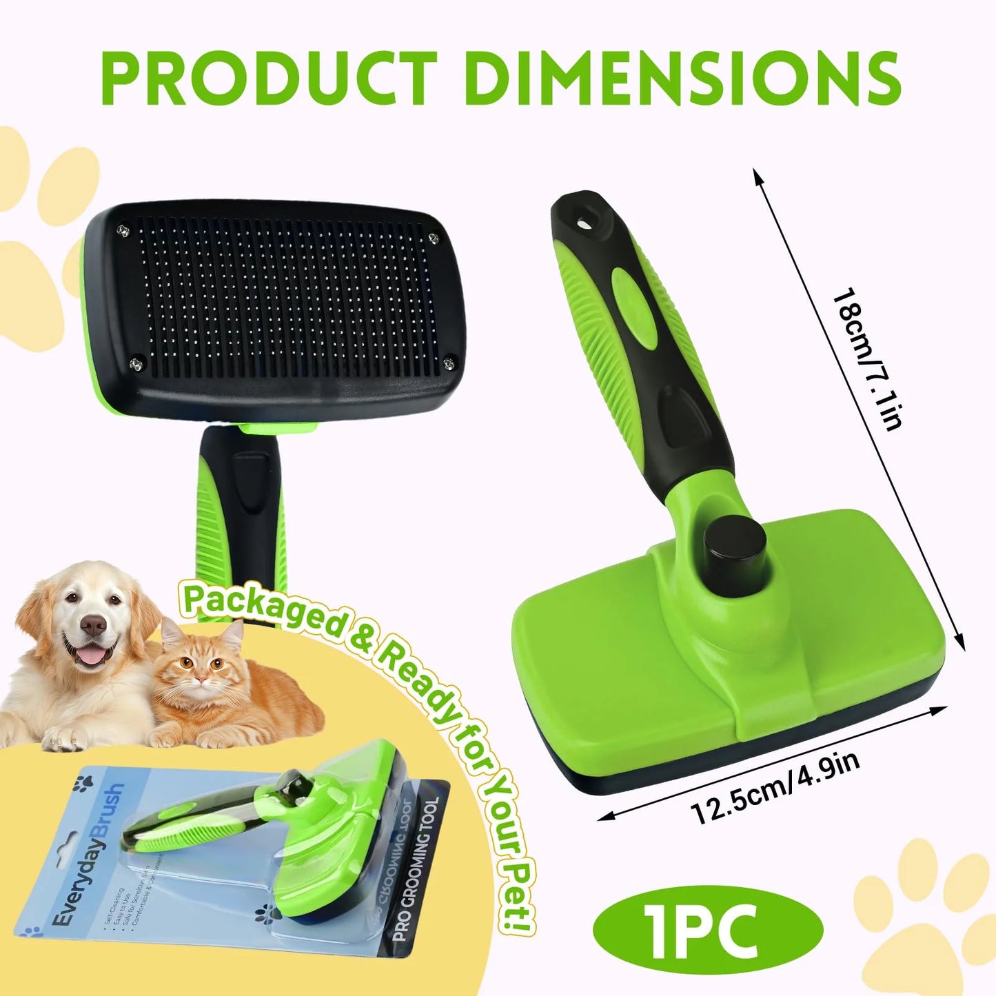 Pet Grooming Brush – Dog & Cat Comb for Hair Removal, Detangling, and Gentle Massage
