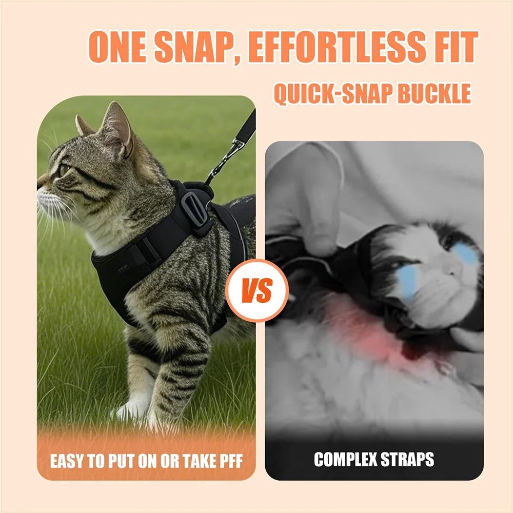 Adjustable Reflective Cat Harness & Leash Set – Escape‑Proof Mesh Vest for Cats & Small Dogs