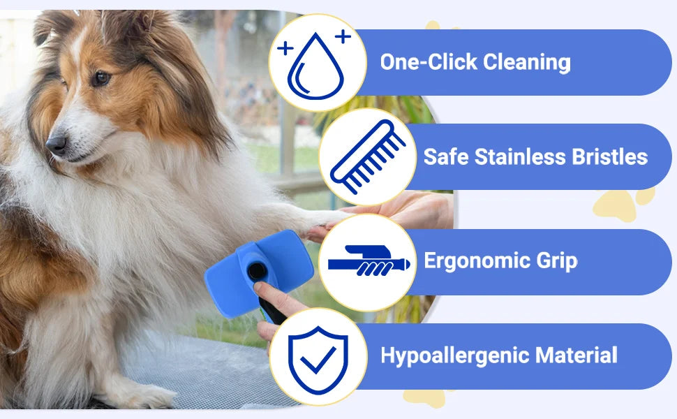 Pet Grooming Brush – Dog & Cat Comb for Hair Removal, Detangling, and Gentle Massage