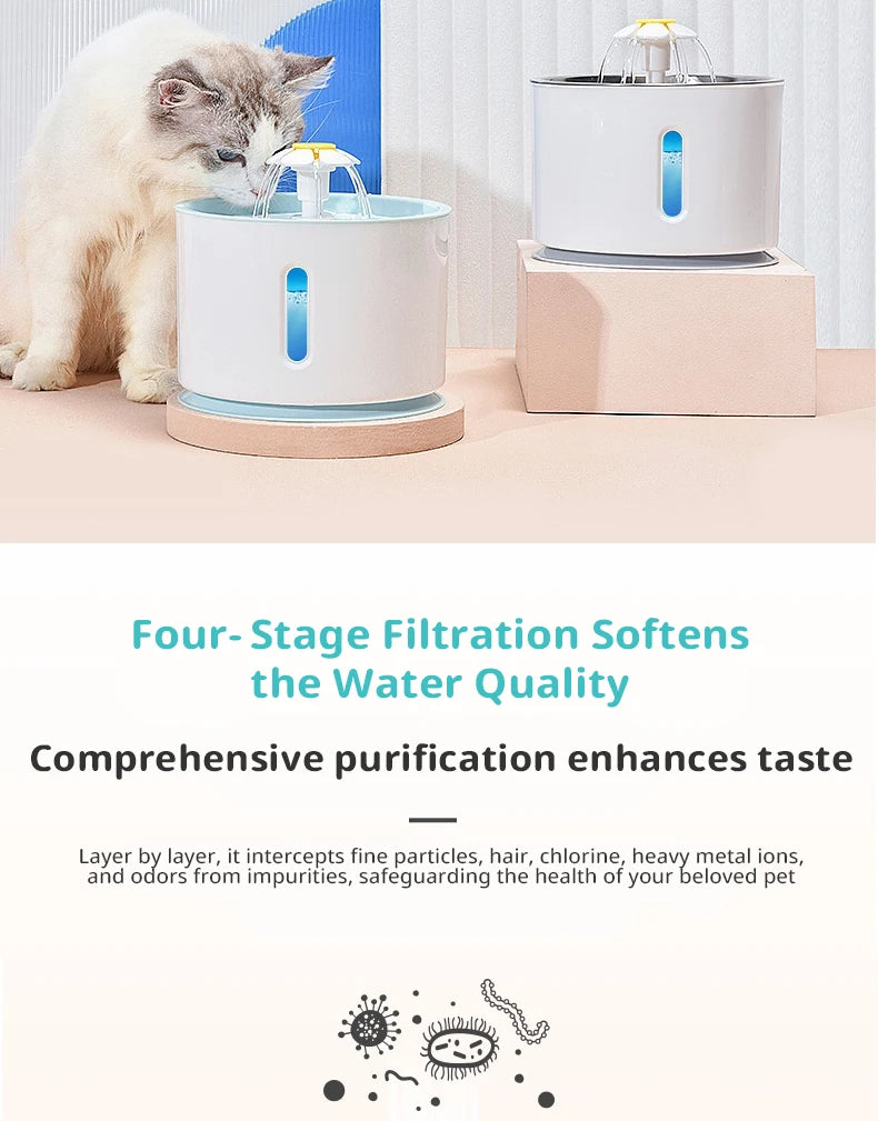 🐾OneCart™ 3.2L Stainless Steel Cat Water Fountain – Ultra-Silent Smart Pet Drinking Dispenser with LED Visual Window & Multi-Stage Filter