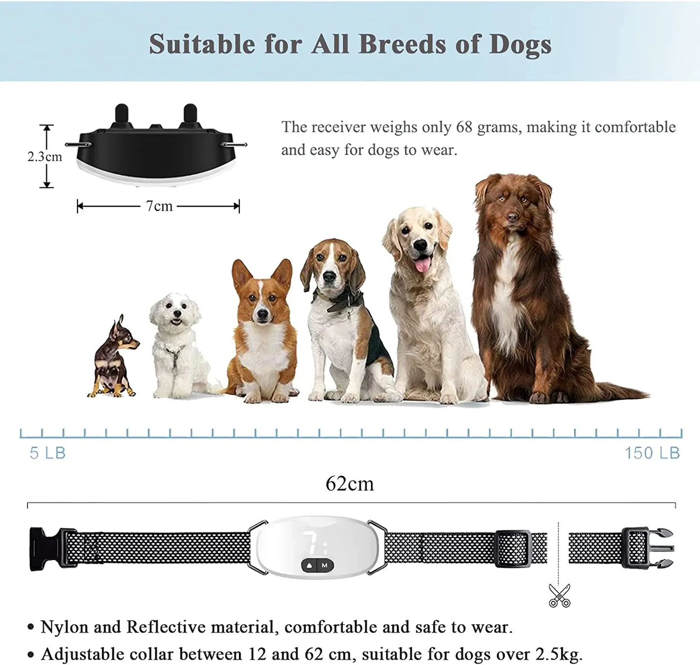 Anti bark dog collar Electric shock Vibration sound with LED