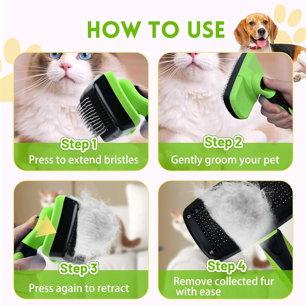Pet Grooming Brush – Dog & Cat Comb for Hair Removal, Detangling, and Gentle Massage