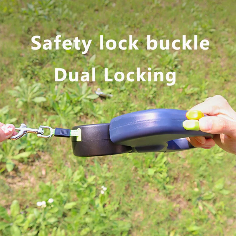 Retractable Dual‑End Dog Leash – 3m Lead with LED Light & Waste Bag Holder, 360° Tangle‑Free