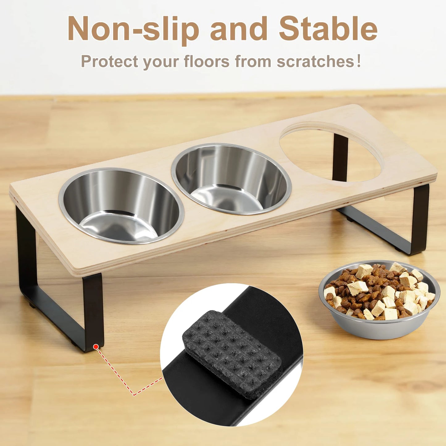 Elevated Cat Bowls – 3 Stainless Steel Dishes with 15° Tilt, Anti‑Vomiting Raised Feeder for Cats & Small Pets